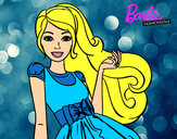 Dibujo Barbie con su vestido con lazo pintado por amalia