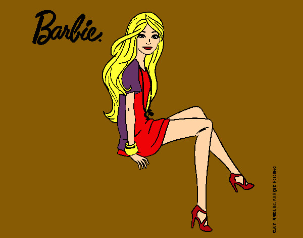 Dibujo Barbie sentada pintado por Helga