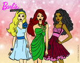 Dibujo Barbie y sus amigas vestidas de fiesta pintado por MENCHUX