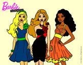 Dibujo Barbie y sus amigas vestidas de fiesta pintado por Sole1197