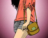 Dibujo Chica con bolso pintado por AndreaRubi