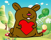 Dibujo Conejo con corazón pintado por Jeriel