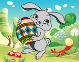 Dibujo Conejo con huevo de pascua pintado por MENCHUX