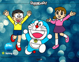 Dibujo Doraemon y amigos pintado por laka