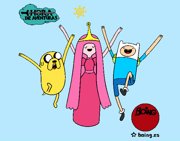 Dibujo Jake, Princesa Chicle y Finn pintado por bileber29