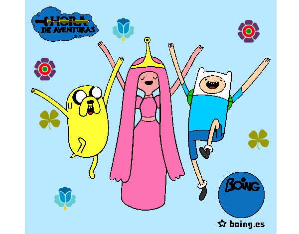 Dibujo Jake, Princesa Chicle y Finn pintado por rubi32