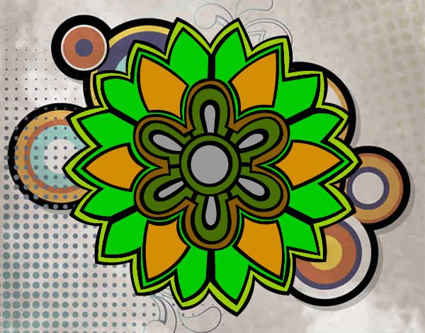 Dibujo Mándala con forma de flor weiss pintado por carl