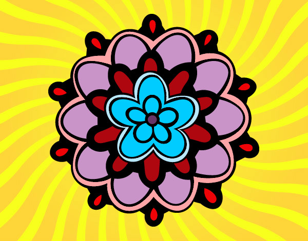 Dibujo Mándala con una flor pintado por carl