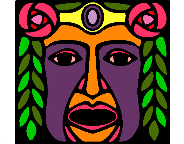 Dibujo Máscara Maya pintado por rasras