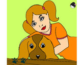 Dibujo Niña abrazando a su perro pintado por LLUNETA