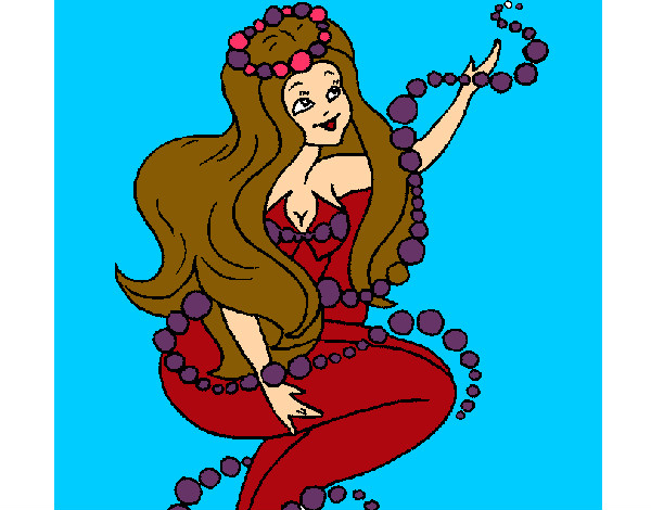Dibujo Sirena entre burbujas pintado por janmafer