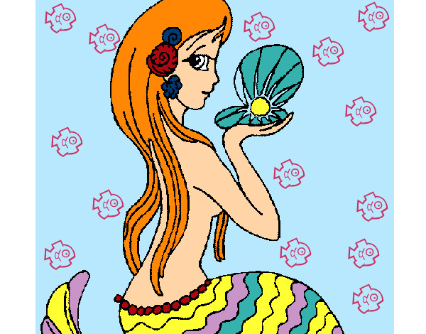 Dibujo Sirena y perla pintado por jesussanti