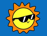 Dibujo Sol con gafas pintado por albarico 