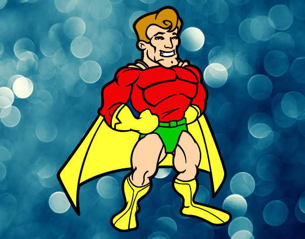 Dibujo Superhéroe musculado pintado por albertoy
