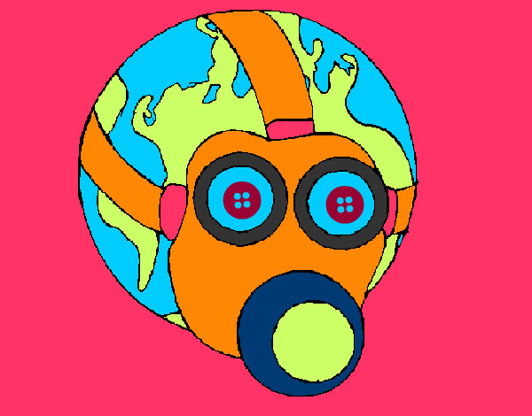 Dibujo Tierra con máscara de gas pintado por pilarmayat