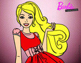 Dibujo Barbie con su vestido con lazo pintado por carl