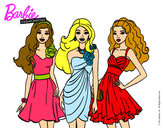 Dibujo Barbie y sus amigas vestidas de fiesta pintado por zaray
