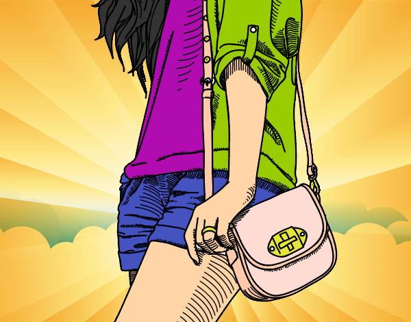 Dibujo Chica con bolso pintado por Cisne