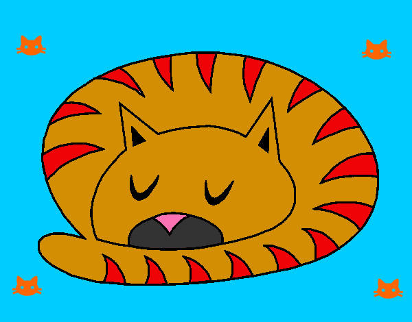 Dibujo Gato durmiendo pintado por seila