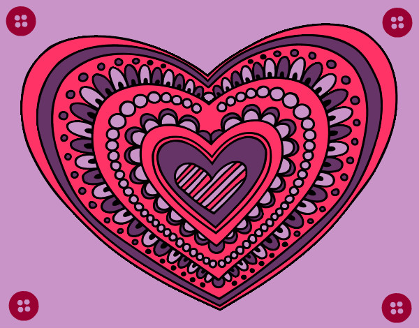 Dibujo Mandala corazón pintado por rasras