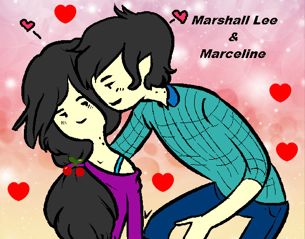 Dibujo Marshall Lee y Marceline pintado por Samantuqui