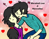 Dibujo Marshall Lee y Marceline pintado por Samantuqui