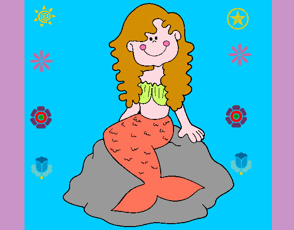 Dibujo Sirena sentada en una roca pintado por brigith200