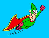 Dibujo Súper héroe volando pintado por iviruiz