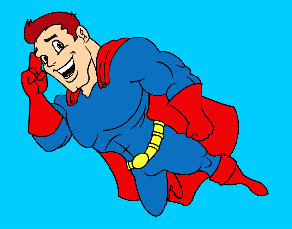 Dibujo Superhéroe volando pintado por iviruiz