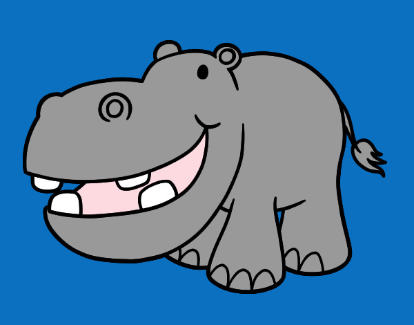 Dibujo Hipopótamo pequeño pintado por elefante