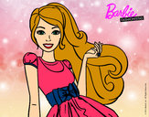 Dibujo Barbie con su vestido con lazo pintado por pulita27