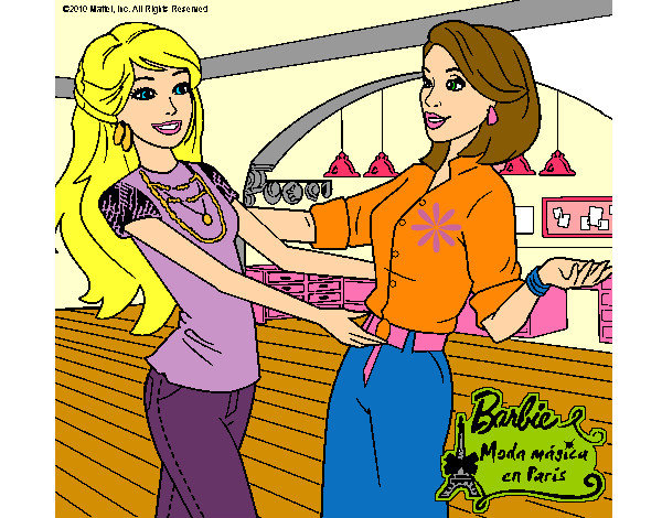 Dibujo Barbie y su amiga pintado por aranciita