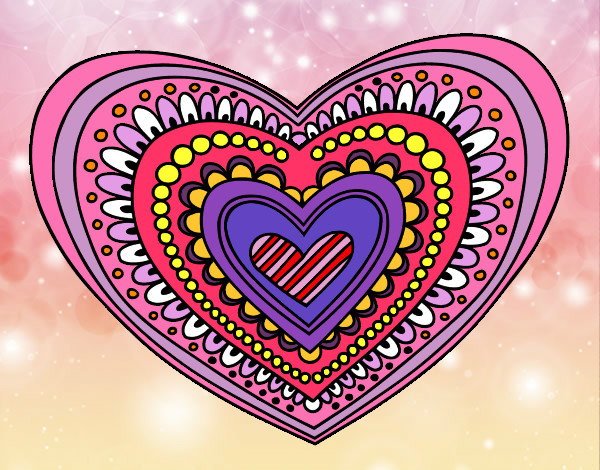 Dibujo Mandala corazón pintado por carmensa