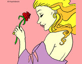 Dibujo Princesa con una rosa pintado por melaa