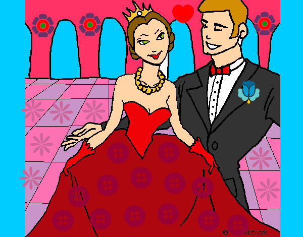 Dibujo Princesa y príncipe en el baile pintado por llgc