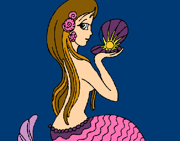 Dibujo Sirena y perla pintado por barbygerr