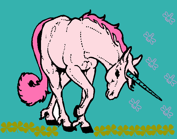 Dibujo Unicornio bravo pintado por aranciita