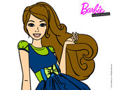 Dibujo Barbie con su vestido con lazo pintado por TGDT