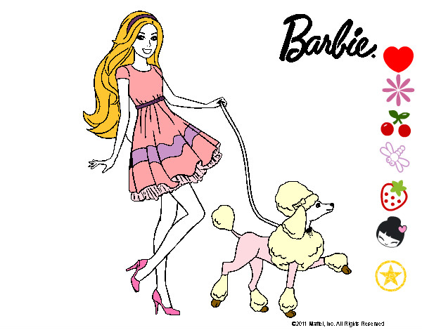 Dibujo Barbie paseando a su mascota pintado por martu100