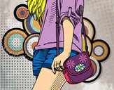 Dibujo Chica con bolso pintado por rosa323
