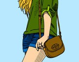 Dibujo Chica con bolso pintado por TGDT