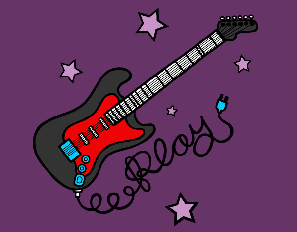 Dibujo Guitarra y estrellas pintado por cokito129