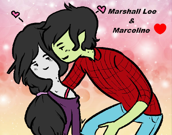 Dibujo Marshall Lee y Marceline pintado por Carrolane