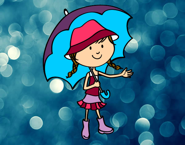 Dibujo Niña con paraguas pintado por SUNSHINE