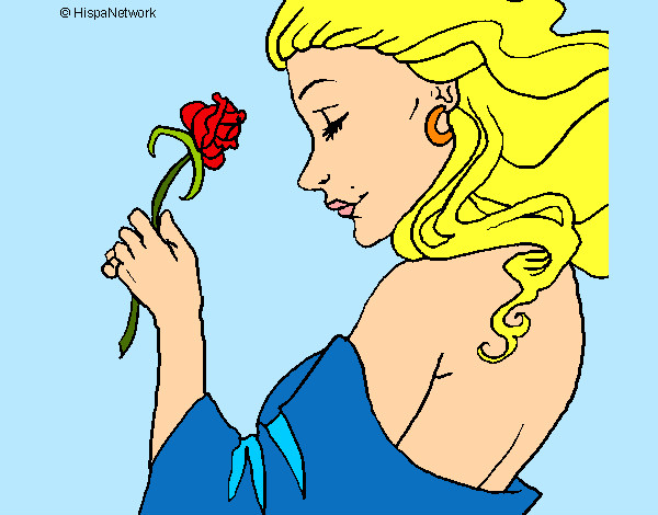 Dibujo Princesa con una rosa pintado por Samantitha