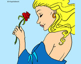 Dibujo Princesa con una rosa pintado por Samantitha