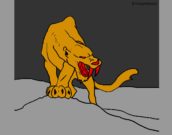 Dibujo Tigre con afilados colmillos pintado por destructo