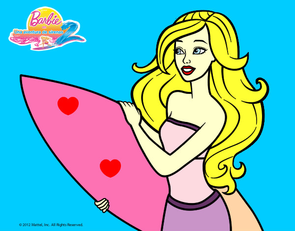 Dibujo Barbie va a surfear pintado por Samanta123