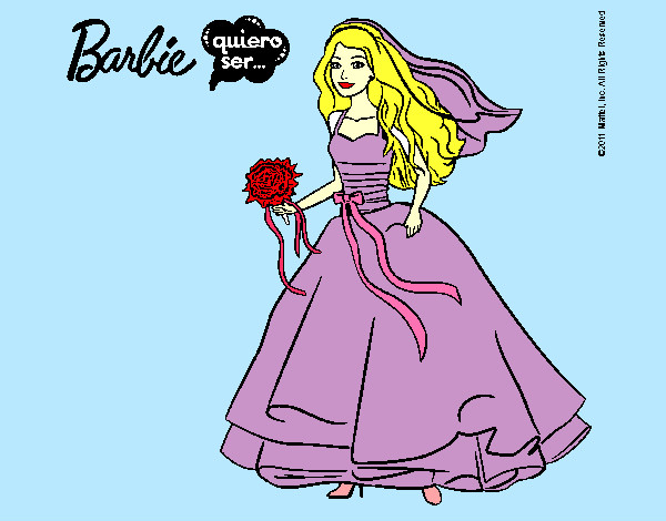 Dibujo Barbie vestida de novia pintado por Samanta123