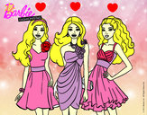 Dibujo Barbie y sus amigas vestidas de fiesta pintado por bella1